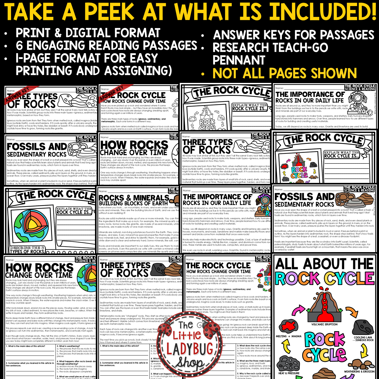 The Rock Cycle Worksheet Activity Types of Rocks and Minerals Weathering Erosion