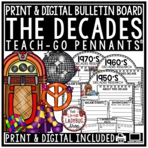 Decades Research Writing Templates Project End of Year Project Bulletin Board-1