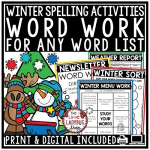 December January Winter Spelling Activities for Any List, Word Work Centers-1