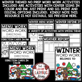 December January Winter Spelling Activities for Any List, Word Work Centers-4