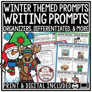 December, January Winter Writing Prompts Activities Christmas 3rd 4th Grade-1