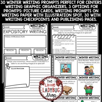 December, January Winter Writing Prompts Activities Christmas 3rd 4th Grade-3