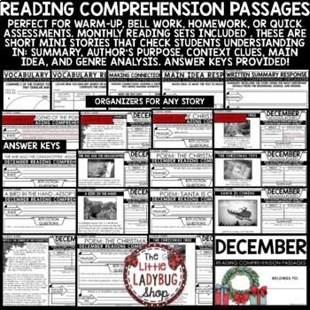 December Poetry Fables Christmas Reading Comprehension Passages and Questions
