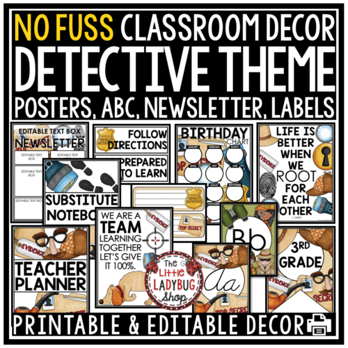 Top Secret Agent Mystery Detective Theme Classroom Decor Bundle Sleuth Whodunit