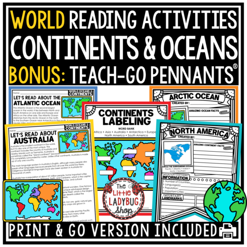 7 Continents and Oceans Research Report Worksheets Activities