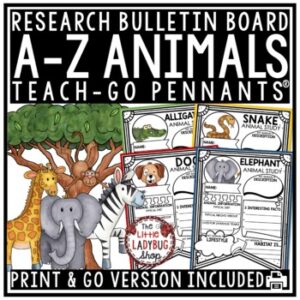 A-Z Animals Worksheets Research Report Project Templates Bulletin Board-1