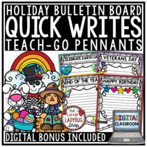 Digital Holiday Quick Writes Bulletin Board Earth Day, Easter Writing Prompts