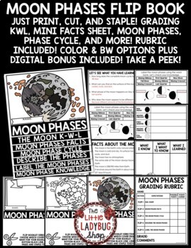 Lunar Cycle Phases of the Moon Activities Reading Science Lesson Book-2