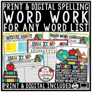 Vocabulary Spelling Word Work Activities Centers for Any List of Words-1
