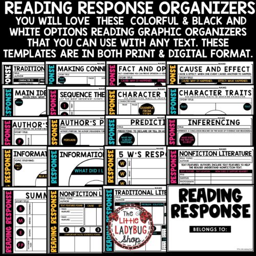 ELA Test Prep Reading Skills Organizers
