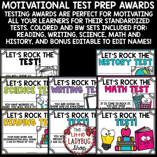 ELA Test Prep Reading Student Motivation Awards