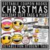 Editable Christmas Gift Tag Student & Holiday Gift Emoji Christmas Coupon Book