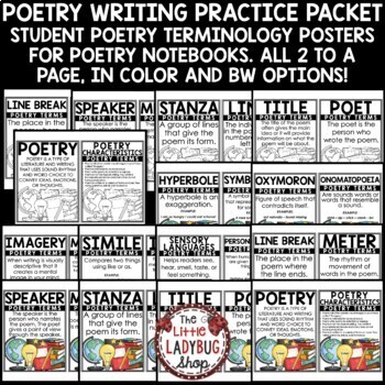 Elements of Poetry Unit Poem Template, Posters Poetry Student Writing Notebook-3