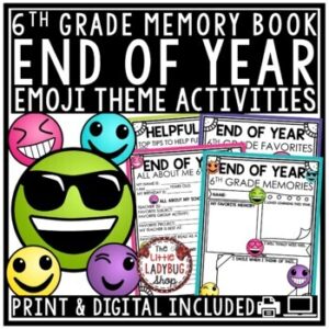Emoji Theme 6th Grade End of Year Memory Book Writing Activities Keepsake-1