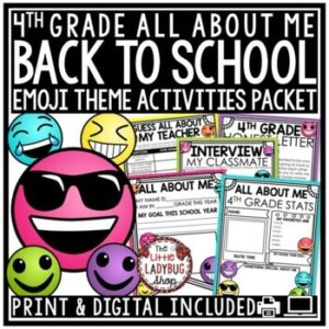 Emoji Theme First Week Back to School Activities 4th Grade All About Me Posters-1