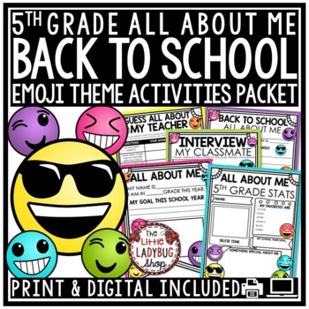 Emoji Theme First Week Back to School Activities 5th Grade All About Me Posters-1