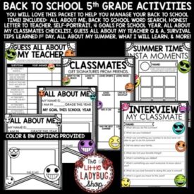 Emoji Theme First Week Back to School Activities 5th Grade All About Me ...