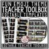 Emoji Theme Teacher Toolbox Labels EDITABLE- Emoji Classroom Theme
