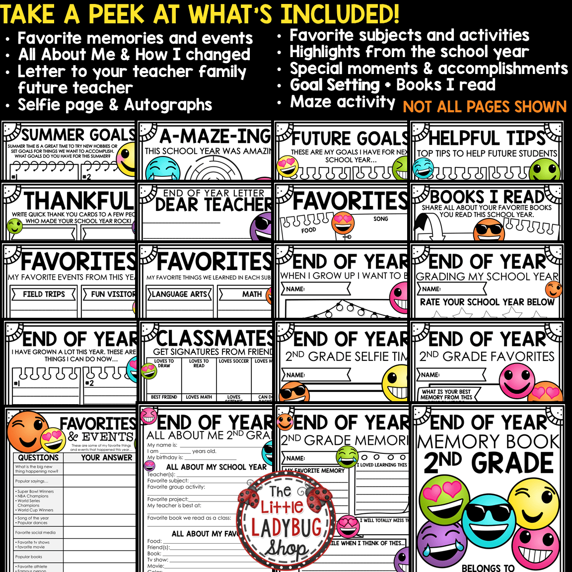 Emoji End of Year Memory Book 2nd Grade Last Week of School Activities