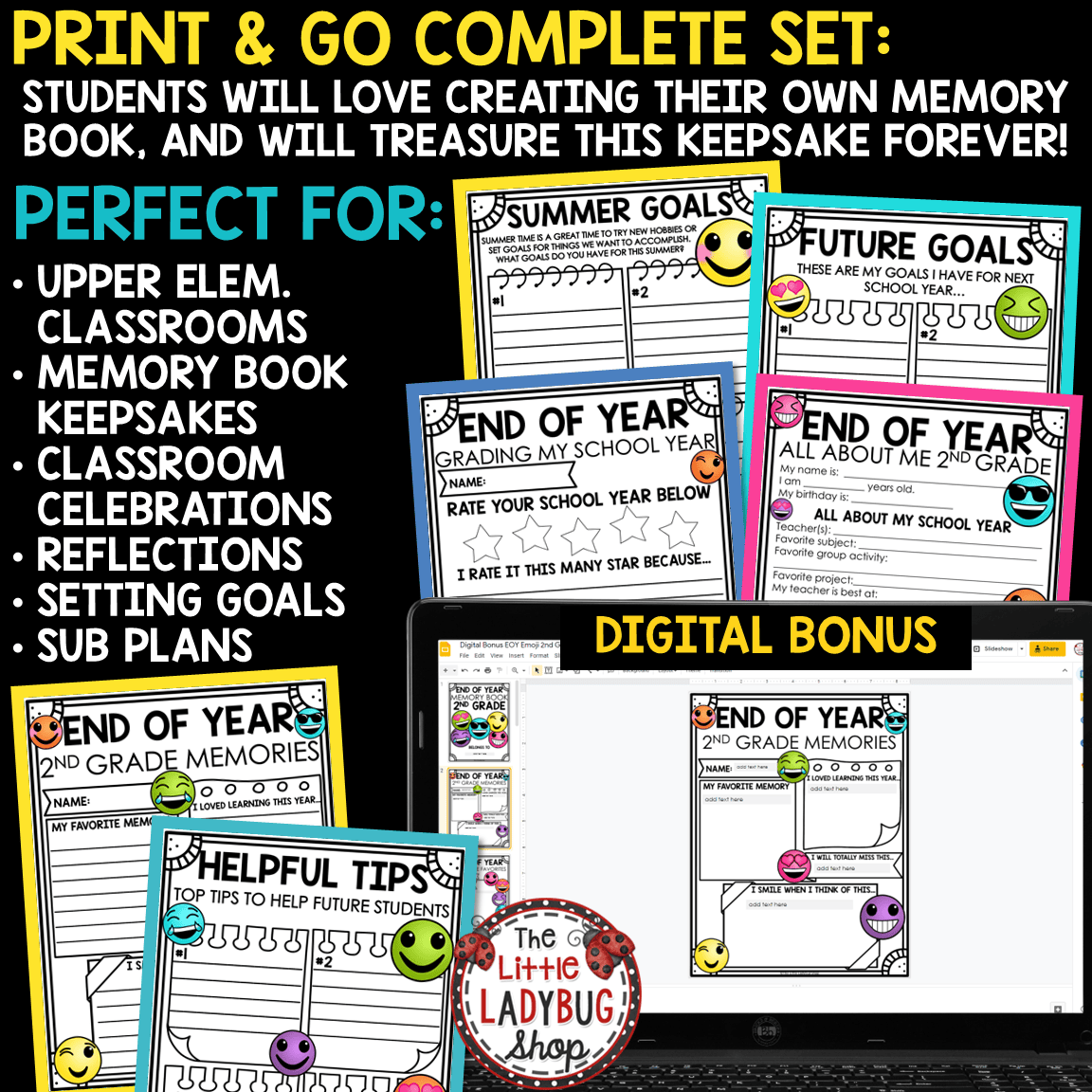 Emoji End of Year Memory Book 2nd Grade Last Week of School Activities
