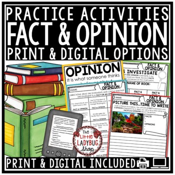 Fact and Opinion Worksheet Activities Sort T-Chart Writing Prompts 3rd 4th Grade-1