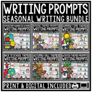 Fall Spring Summer Writing Prompts Opinion Narrative How-To Graphic Organizers-1