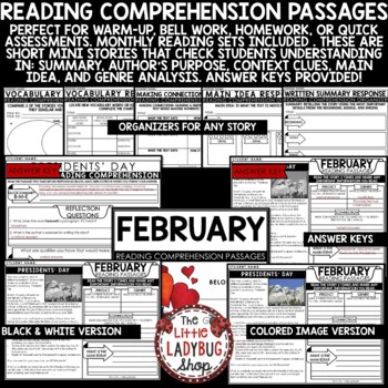 ebruary Reading Comprehension Passages and Question 3rd 4th Grade