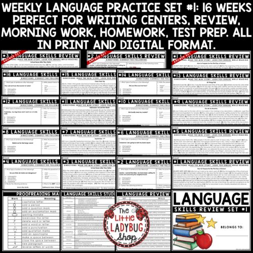 Language Grammar Review Practice 3rd 4th Grade