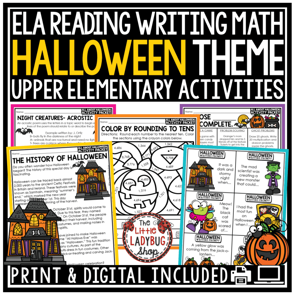 October Halloween Reading Activities Writing Prompts 3rd 4th Grade ...