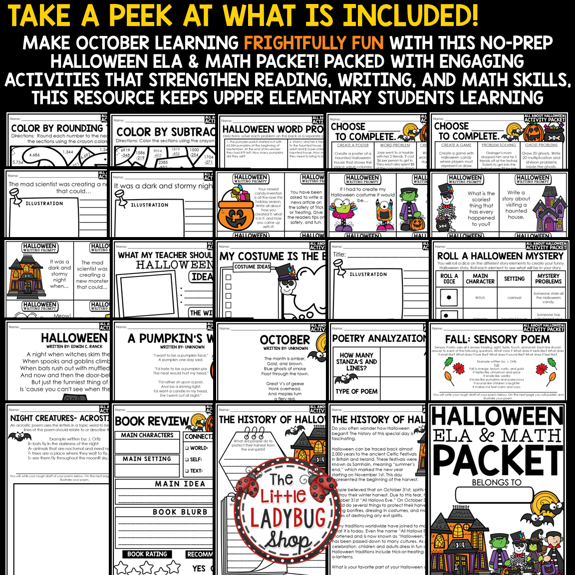 October Halloween Reading Activities Writing Prompts 3rd 4th Grade