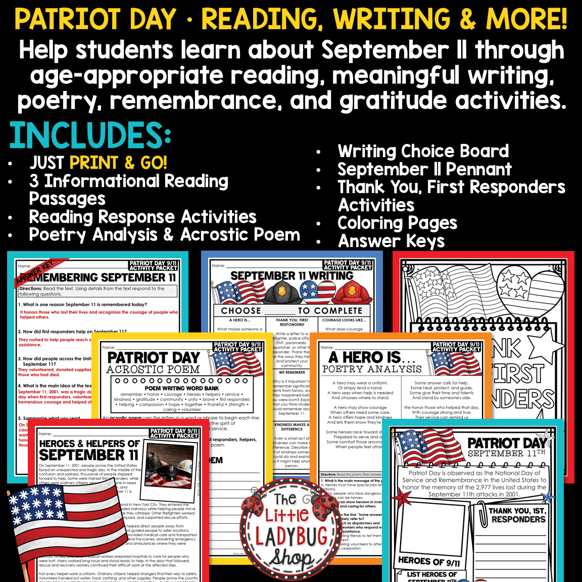 September 11th Patriot Day Bulletin Board Reading Activities