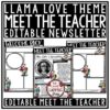 LLama Meet the Teacher Template Editable: Back to School Night, Open House Form