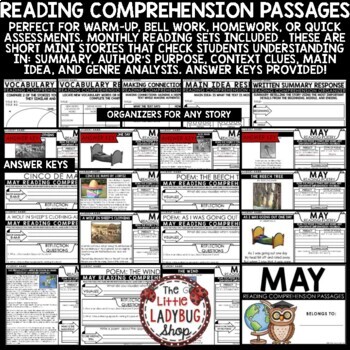 May Poetry Fables Reading Comprehension Passages and Questions 3rd 4th Grade-2