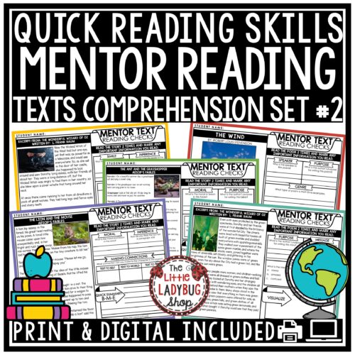 Mentor Texts Reading Comprehension Passages 3rd 4th Grade