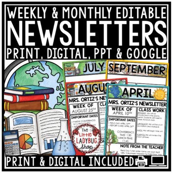 Monthly Weekly Newsletter Template, Editable Calendar 2022-2023 Back to School-2