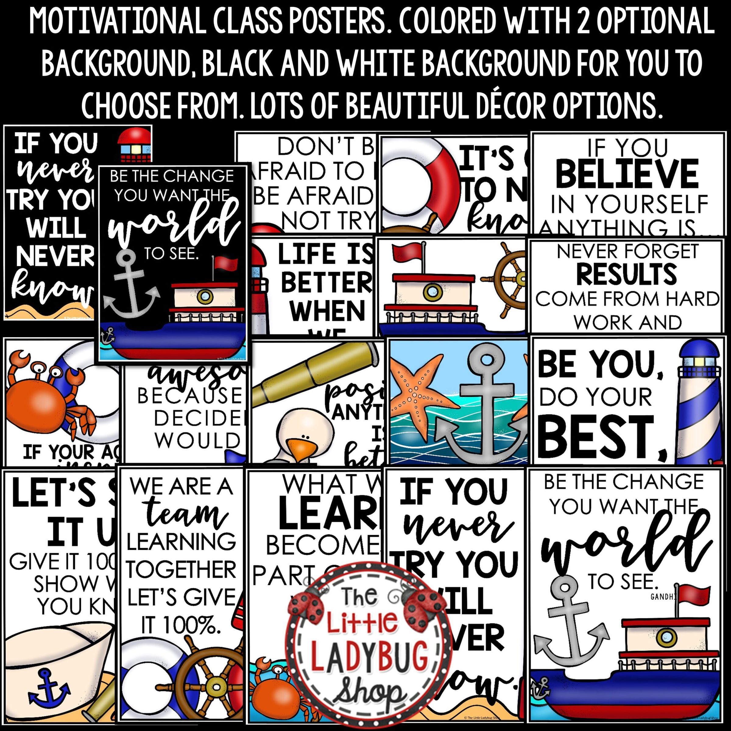 6885 Teacher Created Resources Nautical Positive Posters Pack 