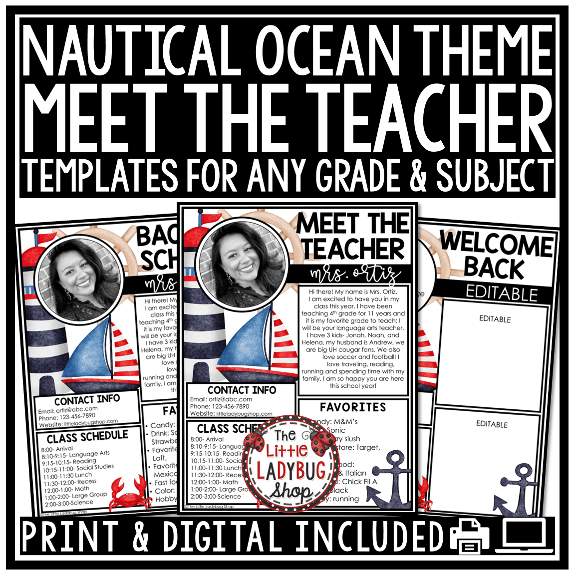 Sailing Sea Ocean Nautical Beach Theme Classroom Décor Bundle Coastal Marine
