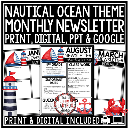 Sailing Sea Ocean Nautical Beach Theme Classroom Décor Bundle Coastal Marine