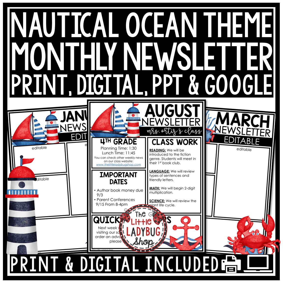 Sailing Sea Ocean Nautical Beach Theme Classroom Décor Bundle Coastal Marine