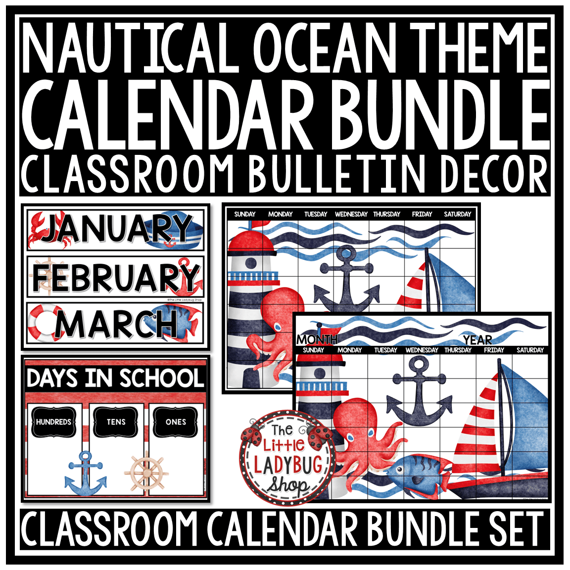 Sailing Sea Ocean Nautical Beach Theme Classroom Décor Bundle Coastal Marine