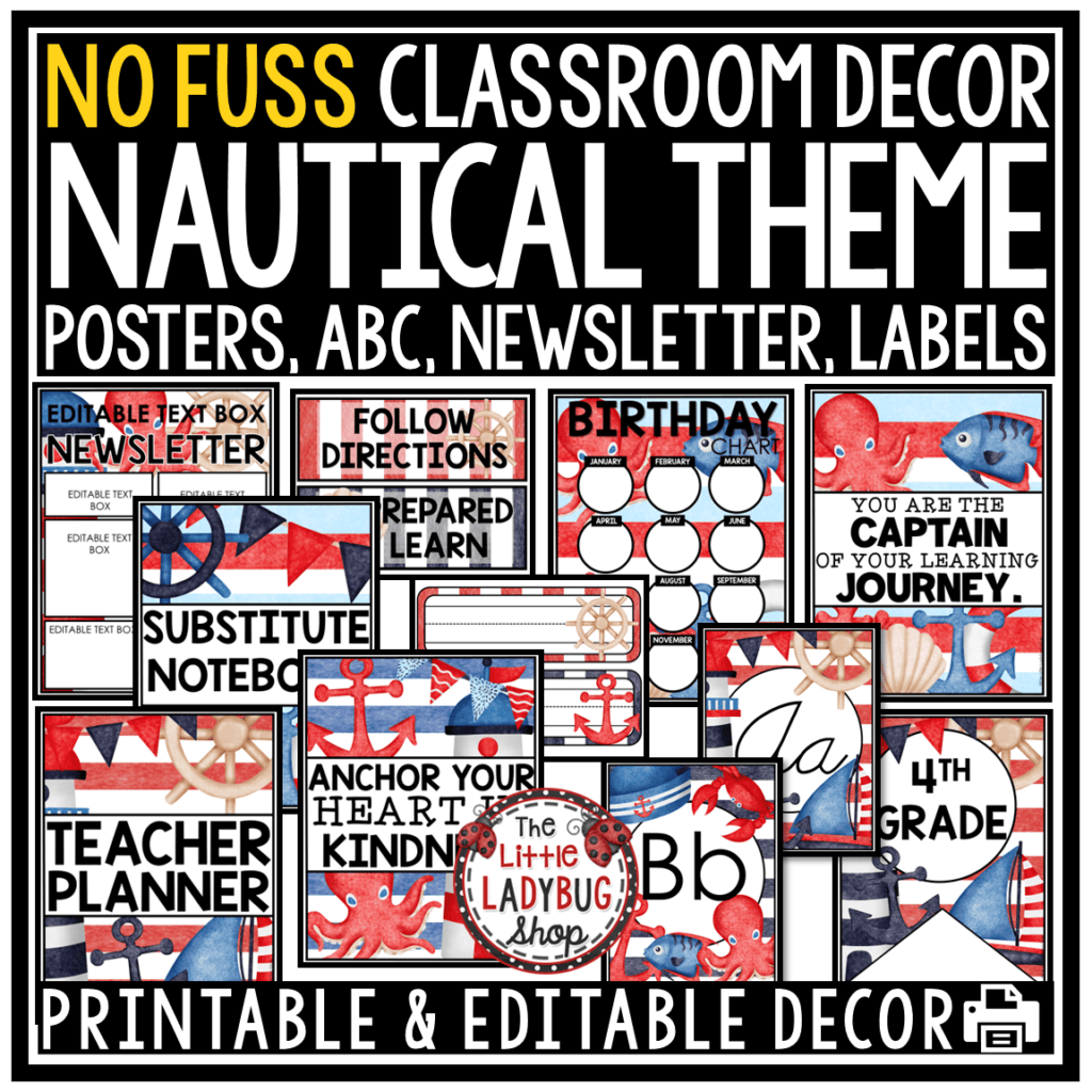 Marine Sailing Ocean Nautical Beach Theme Classroom Décor Bundle - The ...
