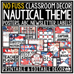 Sailing Sea Ocean Nautical Beach Theme Classroom Décor Bundle Coastal Marine
