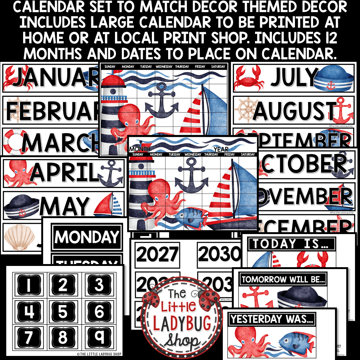 Sailing Sea Ocean Nautical Beach Theme Classroom Décor Bundle Coastal Marine