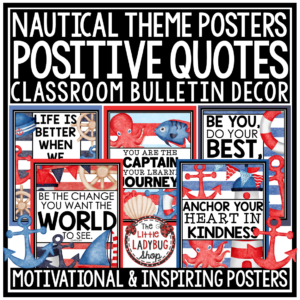 Sailing Sea Ocean Nautical Beach Theme Classroom Décor Bundle Coastal Marine