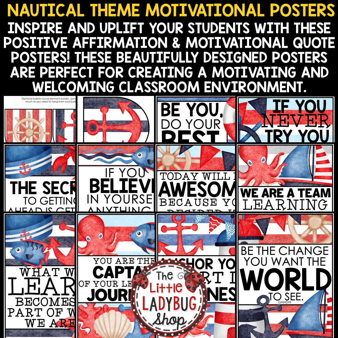 Sailing Sea Ocean Nautical Beach Theme Classroom Décor Bundle Coastal Marine