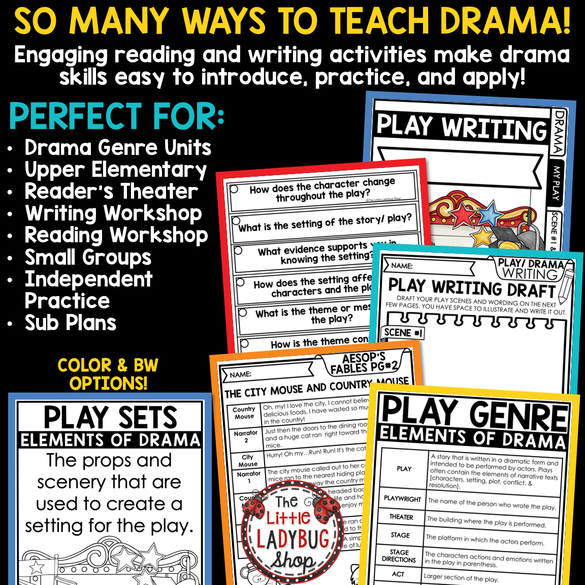 Elements of Drama Play Reading Activities Readers Theater Scripts 3rd 4th Grade