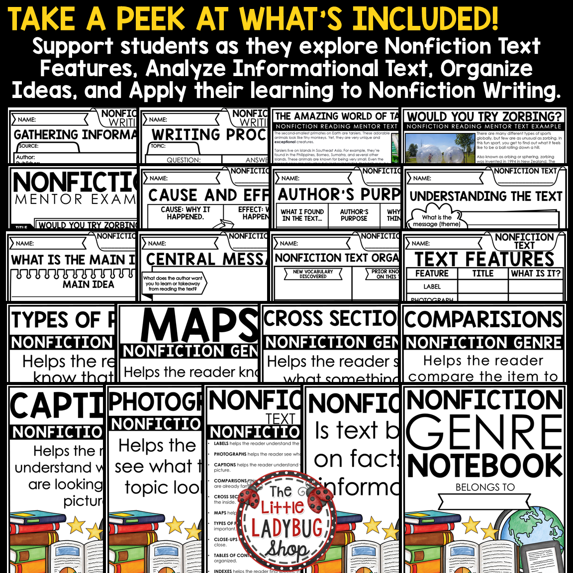 Nonfiction Text Features Reading Informational Texts Writing Graphic Organizers