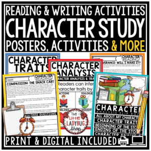 Character Study Traits Graphic Organizer Anchor Charts Posters