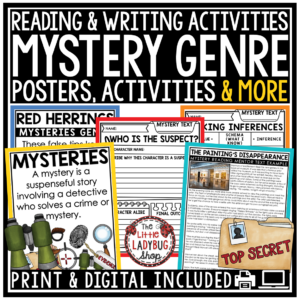 Mystery Genre Reading Writing Graphic Organizers Posters Mysteries