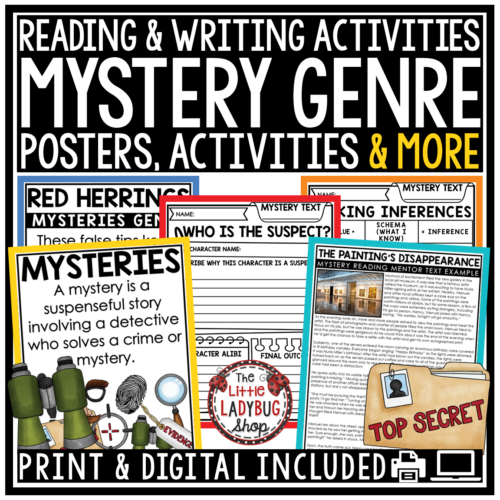 Mystery Genre Reading Writing Graphic Organizers Posters Mysteries